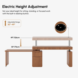"Aura 63"" Walnut Fluted 360-Degree Rotating Electric Adjustable Standing Desk" - thumbnail 9