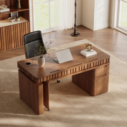 "Aura 63"" Walnut Fluted 360-Degree Rotating Electric Adjustable Standing Desk" - thumbnail 7