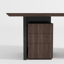 Modern Black & Walnut Wooden Home Office Desk with Movable File Cabinet Office Furniture - thumbnail 6