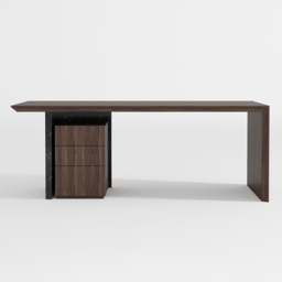Modern Black & Walnut Wooden Home Office Desk with Movable File Cabinet Office Furniture - thumbnail 9
