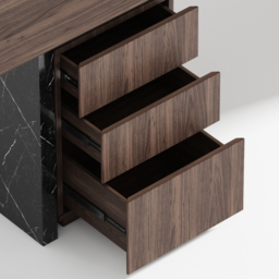 Modern Black & Walnut Wooden Home Office Desk with Movable File Cabinet Office Furniture - thumbnail 5