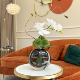 White Artificial Flower Arrangement in Vase Dining Table Centerpiece  Fake Flower Decor - thumbnail 3