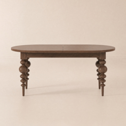 Oval Dining Table Extendable with Turned Legs for 4-8 Person Antique Walnut - thumbnail 9