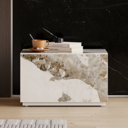 Modern White 600 mm W Sintered Stone Bedside Table 1 Drawer Bedside Table