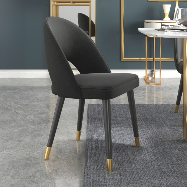 Set of 2 Velvet Dining Chair Upholstered Modern Black Dining Room Chairs - image 1