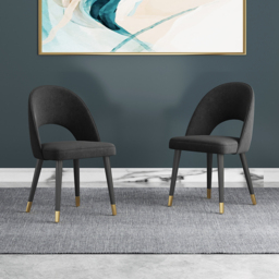 Set of 2 Velvet Dining Chair Upholstered Modern Black Dining Room Chairs - thumbnail 4