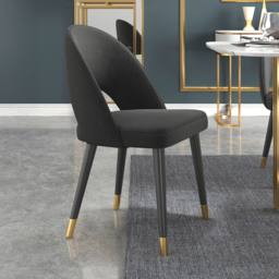 Set of 2 Velvet Dining Chair Upholstered Modern Black Dining Room Chairs - thumbnail 1
