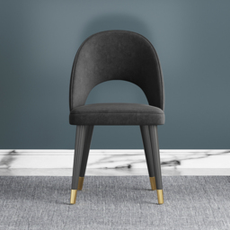 Set of 2 Velvet Dining Chair Upholstered Modern Black Dining Room Chairs - thumbnail 9