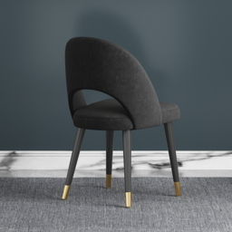 Set of 2 Velvet Dining Chair Upholstered Modern Black Dining Room Chairs - thumbnail 7