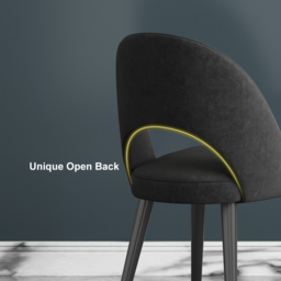 Set of 2 Velvet Dining Chair Upholstered Modern Black Dining Room Chairs - thumbnail 6