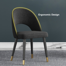 Set of 2 Velvet Dining Chair Upholstered Modern Black Dining Room Chairs - thumbnail 5