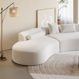 2780mm 2-Piece Curved Velvet Sectional Sofa with Pillows - thumbnail 5