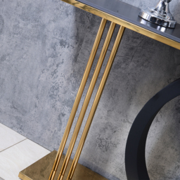 1400mm Post Modern Black Geometry Console Table Sintered Stone Top Stainless Steel Frame - thumbnail 6