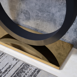 1400mm Post Modern Black Geometry Console Table Sintered Stone Top Stainless Steel Frame - thumbnail 8