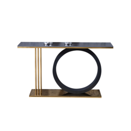 1400mm Post Modern Black Geometry Console Table Sintered Stone Top Stainless Steel Frame - thumbnail 9
