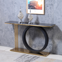 1400mm Post Modern Black Geometry Console Table Sintered Stone Top Stainless Steel Frame - thumbnail 3