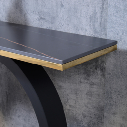1400mm Post Modern Black Geometry Console Table Sintered Stone Top Stainless Steel Frame - thumbnail 4