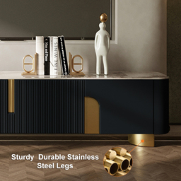 Artus Modern Beige TV Stand Stone Top 4 Doors with Storage Media Console TV up to 2159mm - thumbnail 9
