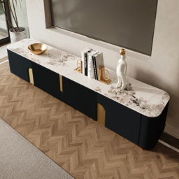 Artus Modern Beige TV Stand Stone Top 4 Doors with Storage Media Console TV up to 2159mm - thumbnail 5