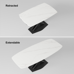 180 cm Modern Extendable White Sintered Stone Dining Table with Leaf X-Base 4-6 Seater - thumbnail 6