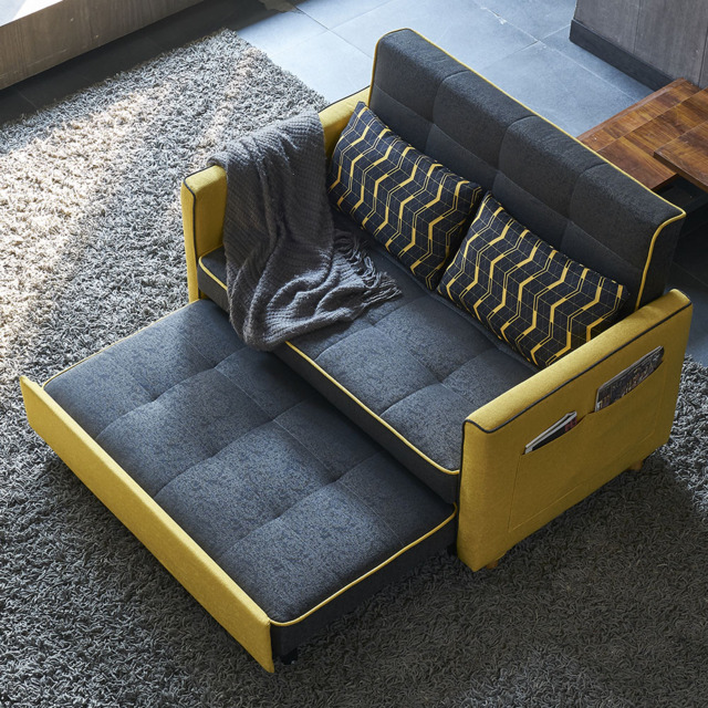Twin to Full Size Cotton & Linen daybed with Trundle Pull Out Sleeper Sofa Bed - image 1