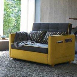 Twin to Full Size Cotton & Linen daybed with Trundle Pull Out Sleeper Sofa Bed - thumbnail 5