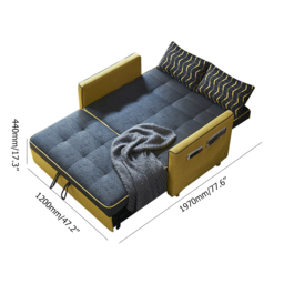 Twin to Full Size Cotton & Linen daybed with Trundle Pull Out Sleeper Sofa Bed - thumbnail 9