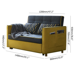 Twin to Full Size Cotton & Linen daybed with Trundle Pull Out Sleeper Sofa Bed - thumbnail 8