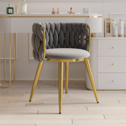 Sweave Nordic Light Gray 6-Piece Barrel Back Dining Chair Round Accent Velvet Upholstery