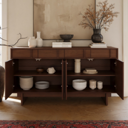"60"" Mid Century Modern Sideboard Wooden Buffet with Storage" - thumbnail 6