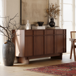 "60"" Mid Century Modern Sideboard Wooden Buffet with Storage" - thumbnail 2