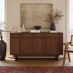 "60"" Mid Century Modern Sideboard Wooden Buffet with Storage" - thumbnail 4