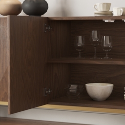 1803mm Modern Walnut&Yellow Sideboard Kitchen Cabinet with djustable Shelves - thumbnail 5
