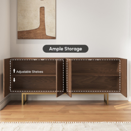 1803mm Modern Walnut&Yellow Sideboard Kitchen Cabinet with djustable Shelves - thumbnail 9