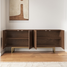 1803mm Modern Walnut&Yellow Sideboard Kitchen Cabinet with djustable Shelves - thumbnail 3