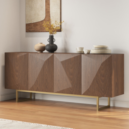 1803mm Modern Walnut&Yellow Sideboard Kitchen Cabinet with djustable Shelves - thumbnail 8