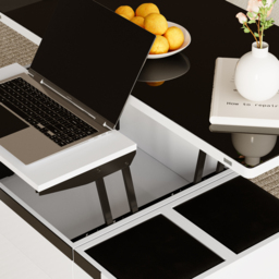 Modern White Lift Top Glass Coffee Table with Drawers & Storage Multifunction Table - thumbnail 9