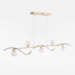 6-Light LED Linear Kitchen Island Lighting in Gold with Glass Globe Shade Dimmable - thumbnail 6