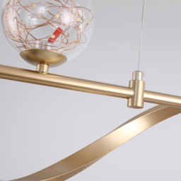 6-Light LED Linear Kitchen Island Lighting in Gold with Glass Globe Shade Dimmable - thumbnail 9
