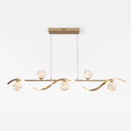 6-Light LED Linear Kitchen Island Lighting in Gold with Glass Globe Shade Dimmable - thumbnail 7