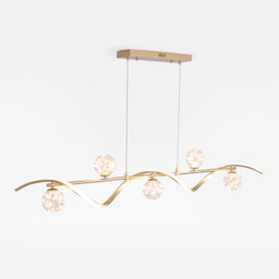 6-Light LED Linear Kitchen Island Lighting in Gold with Glass Globe Shade Dimmable - thumbnail 8