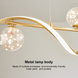 6-Light LED Linear Kitchen Island Lighting in Gold with Glass Globe Shade Dimmable - thumbnail 5