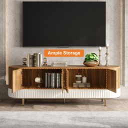 Wovent Mid-Century Modern Walnut Wood Tall TV Stand with Storage for 2000mm TV - thumbnail 9
