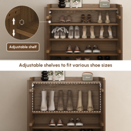Solid Wood Shoe Rack for Entryway in Walnut 5-Tier Shoe Storage Cabinet for Closet - thumbnail 7