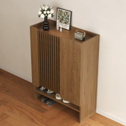 Solid Wood Shoe Rack for Entryway in Walnut 5-Tier Shoe Storage Cabinet for Closet - thumbnail 2