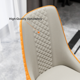 Modern Dining Chairs Set of 2 Faux Leather High Back with Upholstered Orange Dining Room Chairs - thumbnail 5