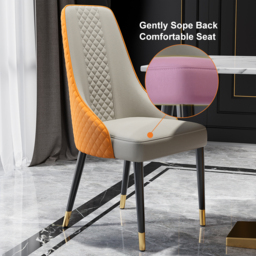 Modern Dining Chairs Set of 2 Faux Leather High Back with Upholstered Orange Dining Room Chairs - thumbnail 3