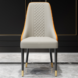 Modern Dining Chairs Set of 2 Faux Leather High Back with Upholstered Orange Dining Room Chairs - thumbnail 8