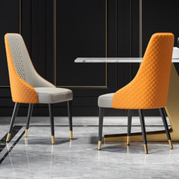 Modern Dining Chairs Set of 2 Faux Leather High Back with Upholstered Orange Dining Room Chairs - thumbnail 2