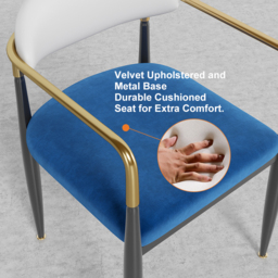 Otrast Series Set of 8 Modern Dining Chairs Upholstered in Blue & White - thumbnail 4